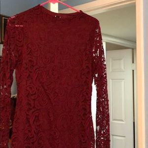 Red lacy mini dress